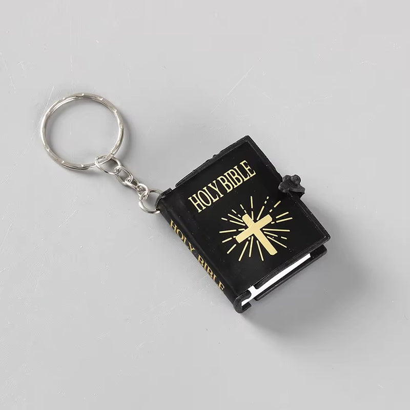 Fashion Holy Bible Keychain Mini Christian English Book Key Ring for Gift