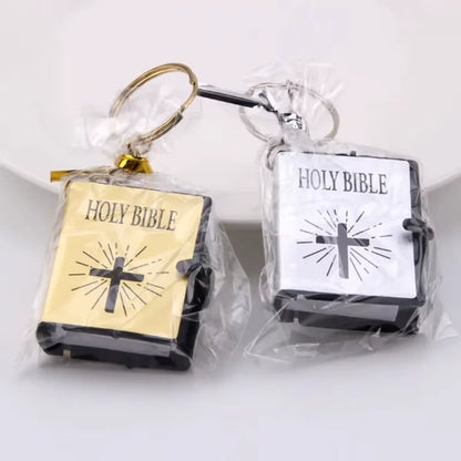 Fashion Holy Bible Keychain Mini Christian English Book Key Ring for Gift