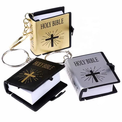 Fashion Holy Bible Keychain Mini Christian English Book Key Ring for Gift