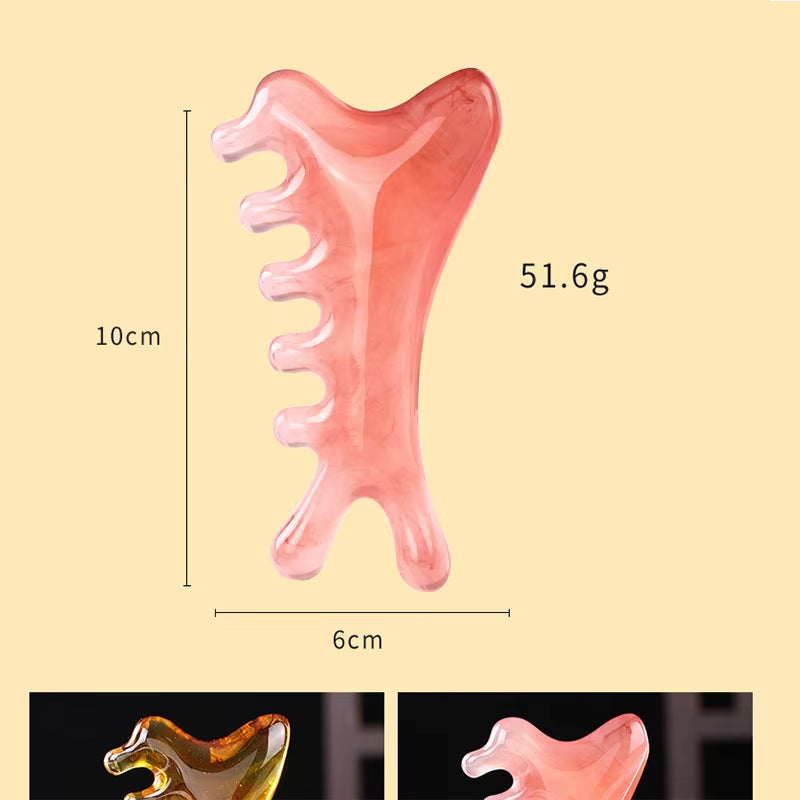 Head Massage Scalp Four-In-One Massage Comb Meridian Scalp Resin Scalp Massage Comb Head Unblocking Face Nose Massager Guasha